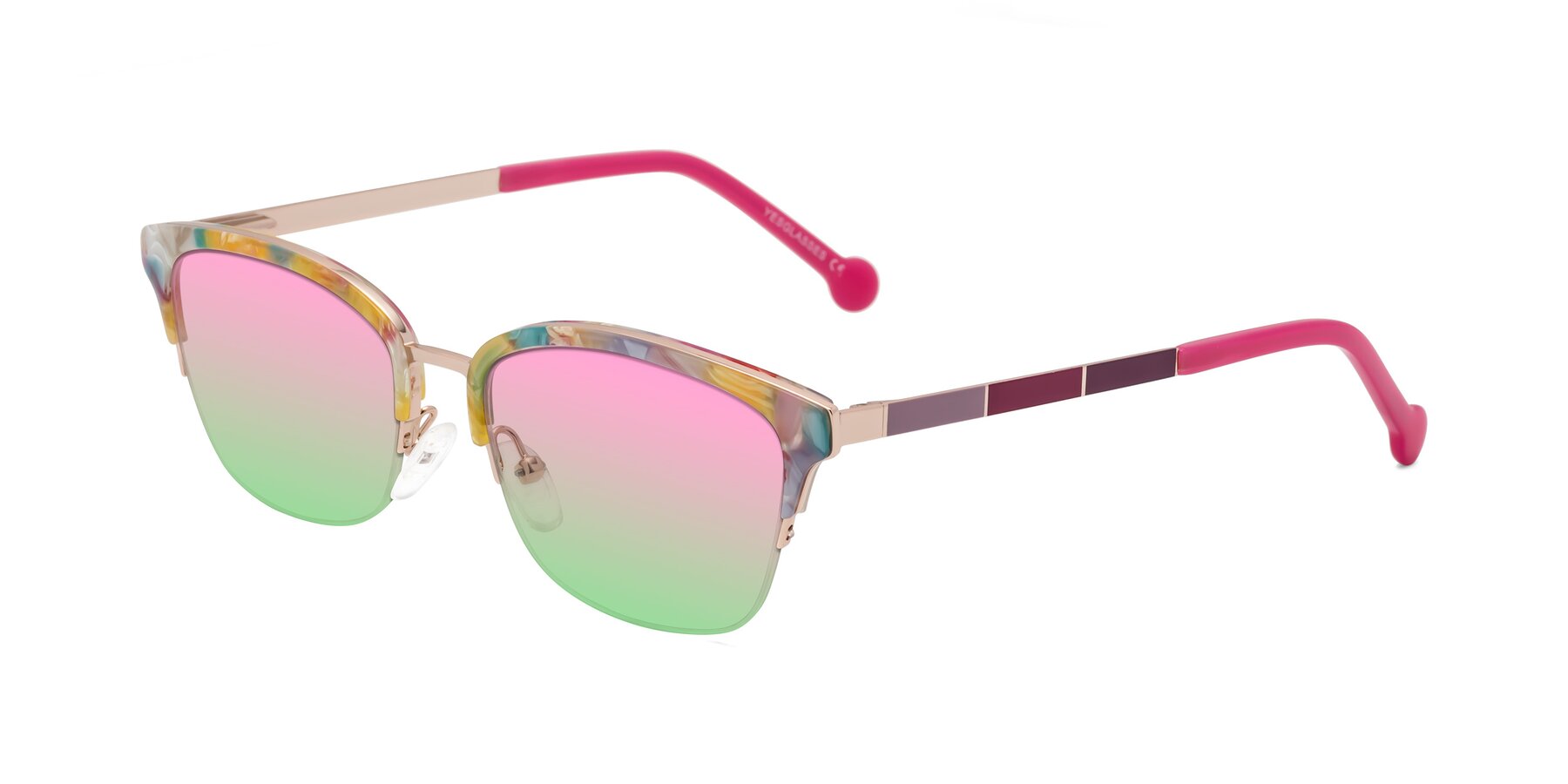 Angle of Jewels in Fruit-Rose Gold with Pink / Green Gradient Lenses