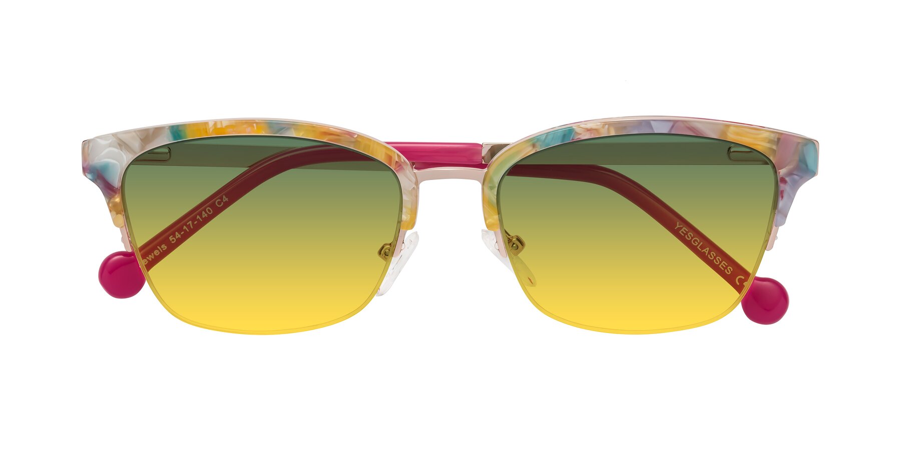 Folded Front of Jewels in Fruit-Rose Gold with Green / Yellow Gradient Lenses