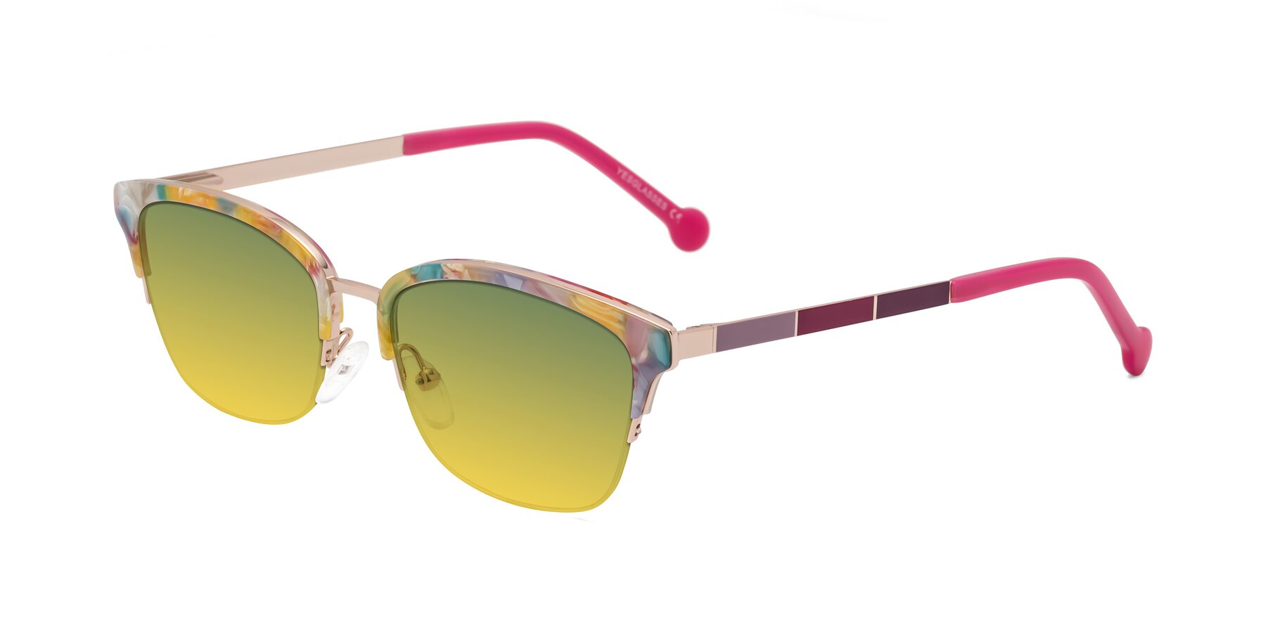 Angle of Jewels in Fruit-Rose Gold with Green / Yellow Gradient Lenses