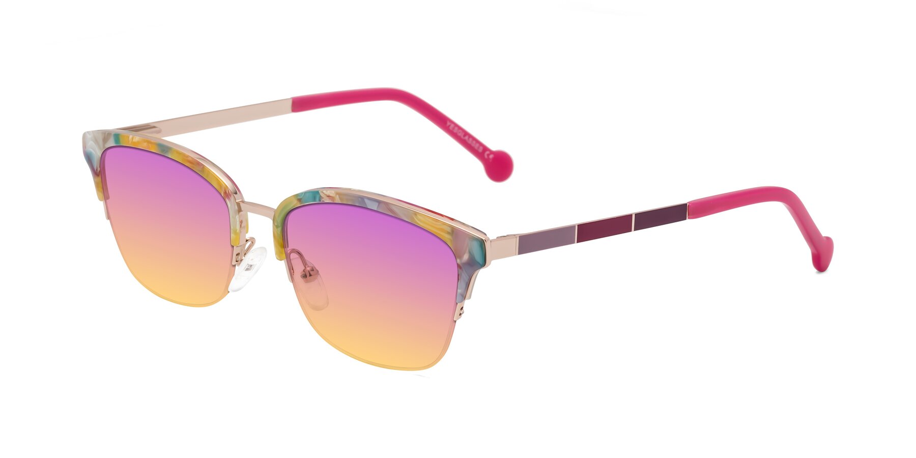 Angle of Jewels in Fruit-Rose Gold with Purple / Yellow Gradient Lenses