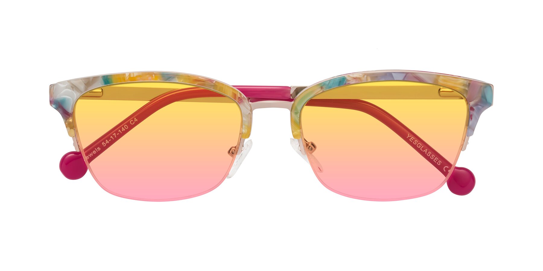 Folded Front of Jewels in Fruit-Rose Gold with Yellow / Pink Gradient Lenses