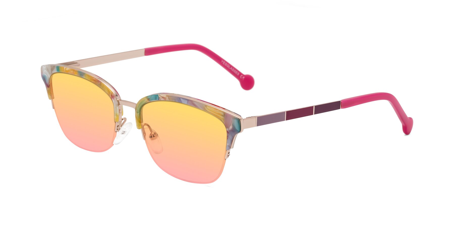 Angle of Jewels in Fruit-Rose Gold with Yellow / Pink Gradient Lenses