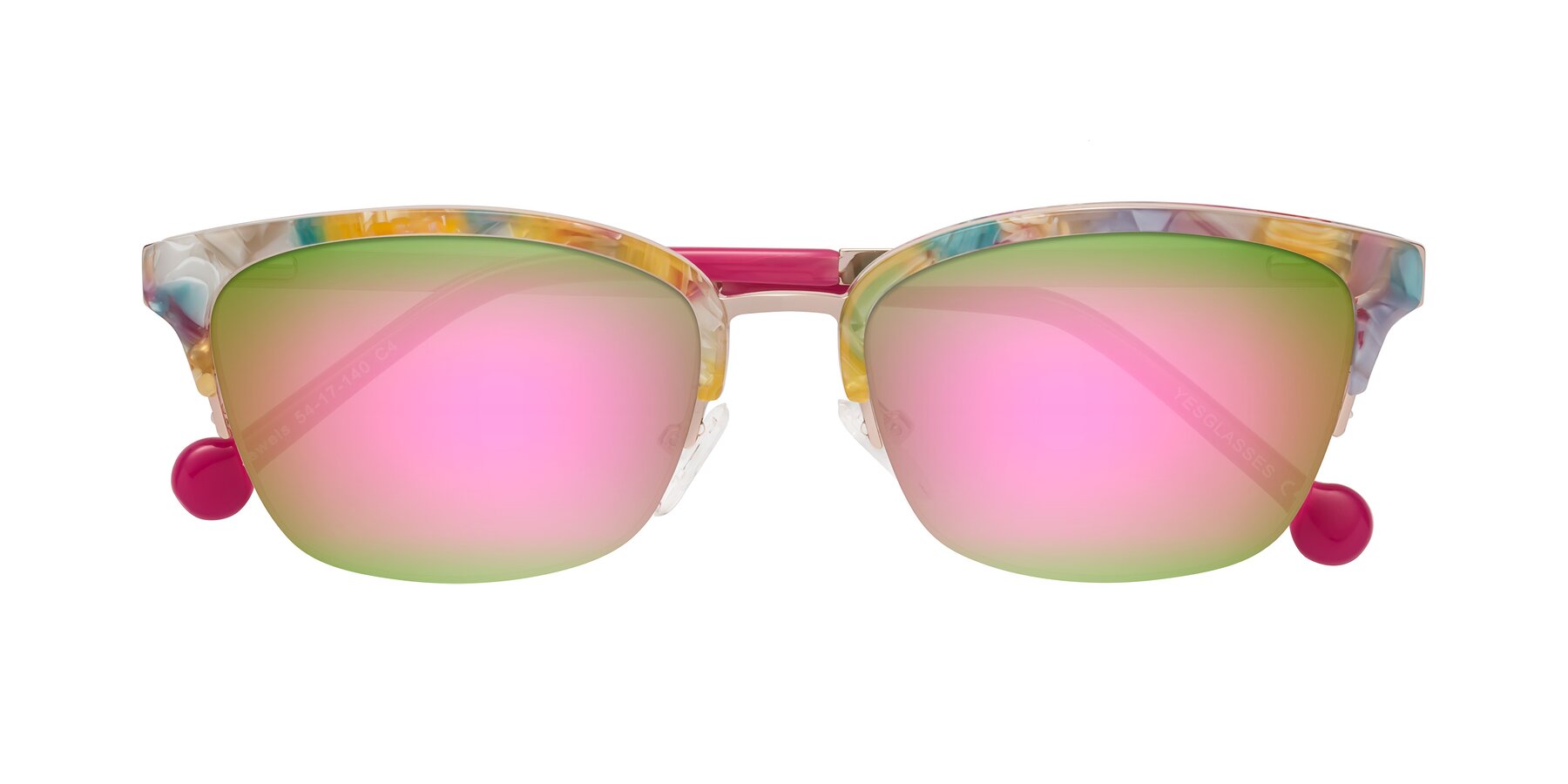 Folded Front of Jewels in Fruit-Rose Gold with Pink Mirrored Lenses