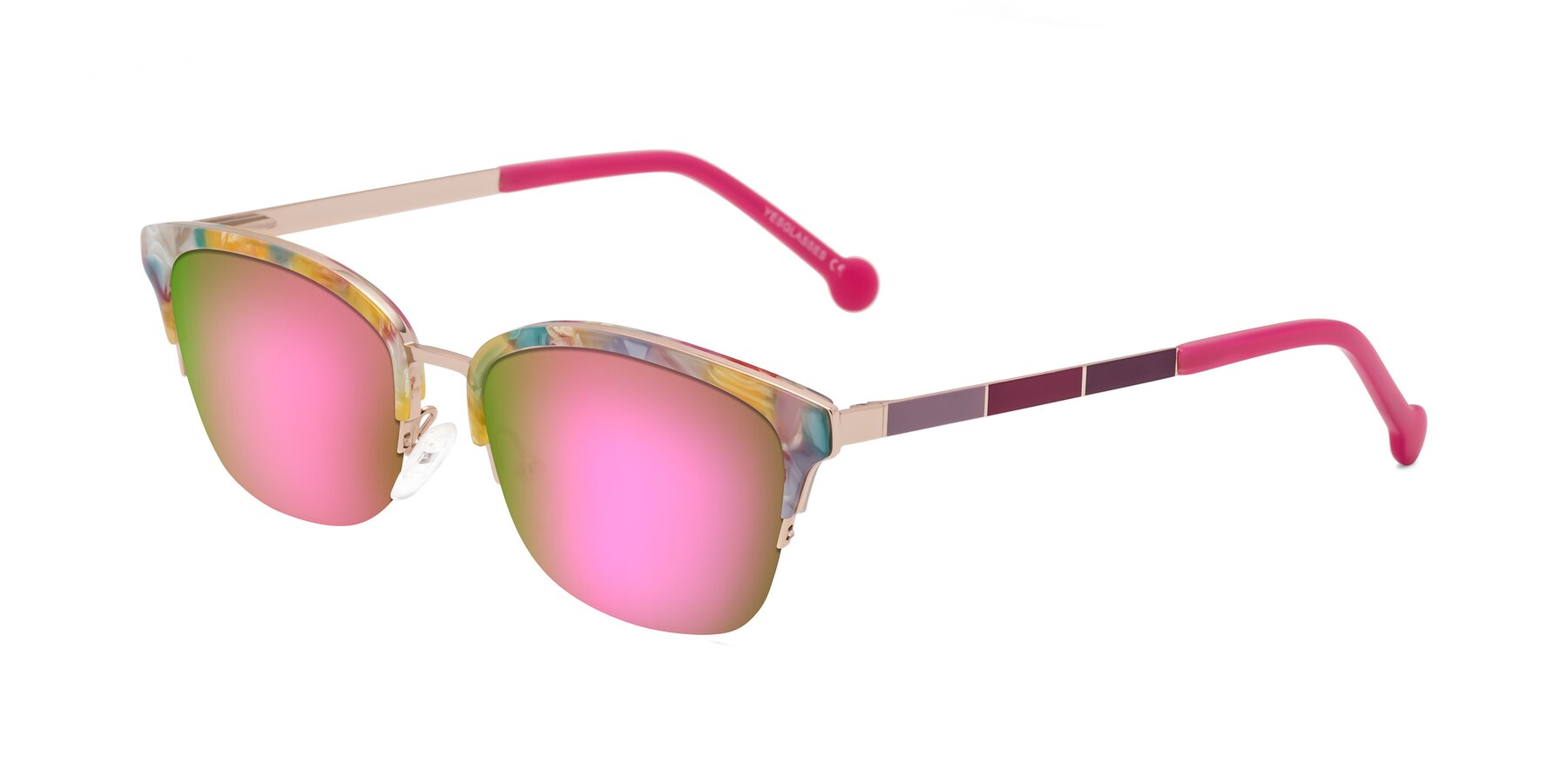 Angle of Jewels in Fruit-Rose Gold with Pink Mirrored Lenses