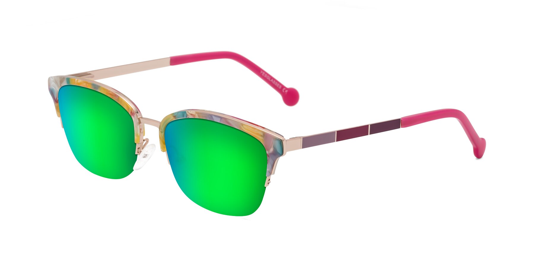 Angle of Jewels in Fruit-Rose Gold with Green Mirrored Lenses