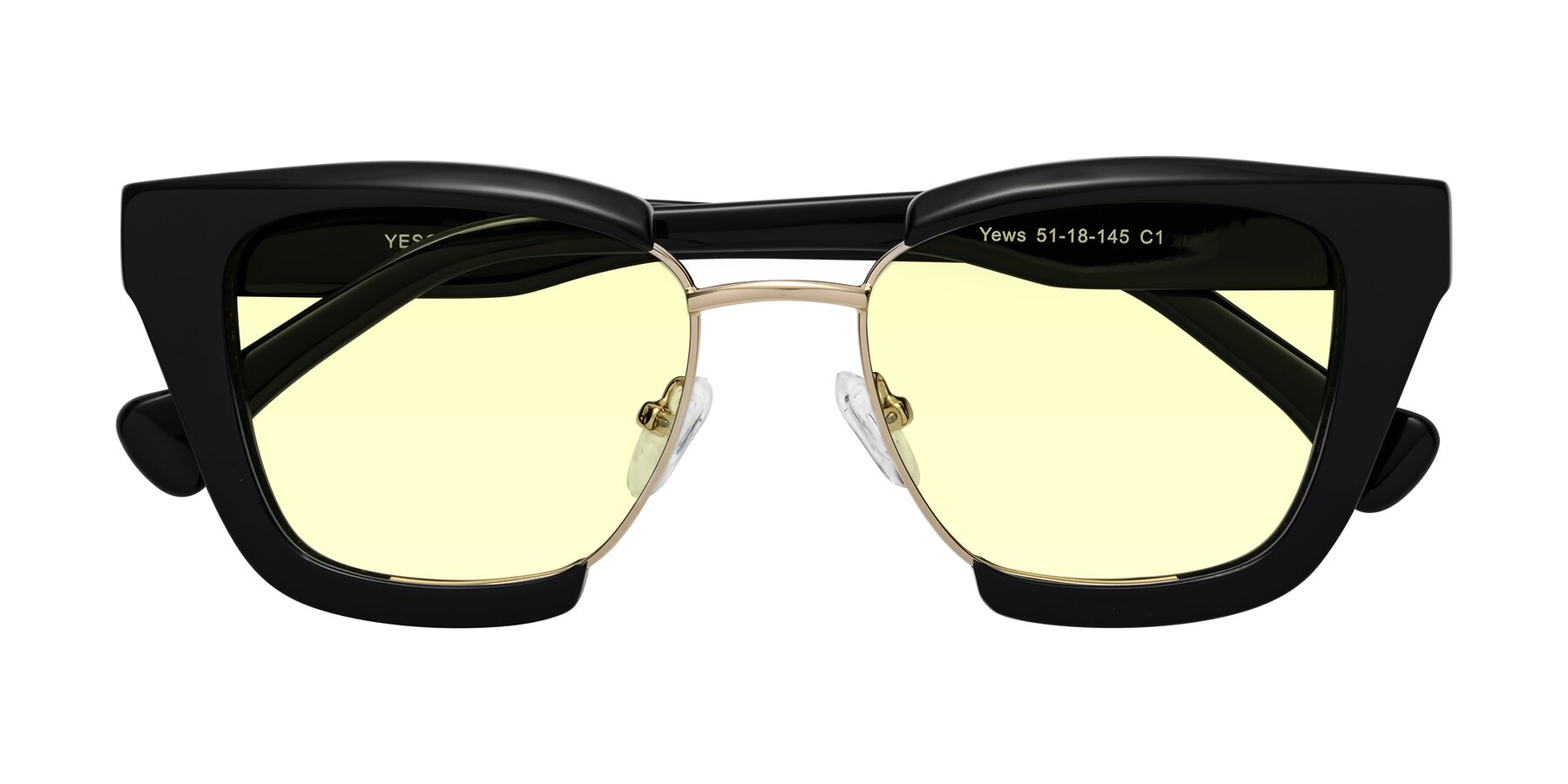 Folded Front of Yews in Black-Gold with Light Yellow Tinted Lenses