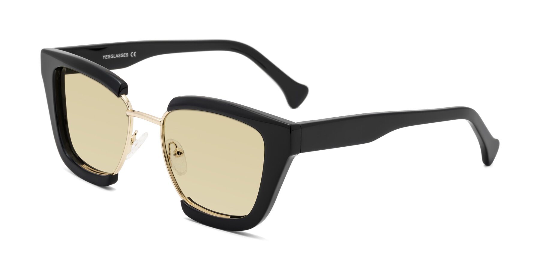 Angle of Yews in Black-Gold with Light Champagne Tinted Lenses