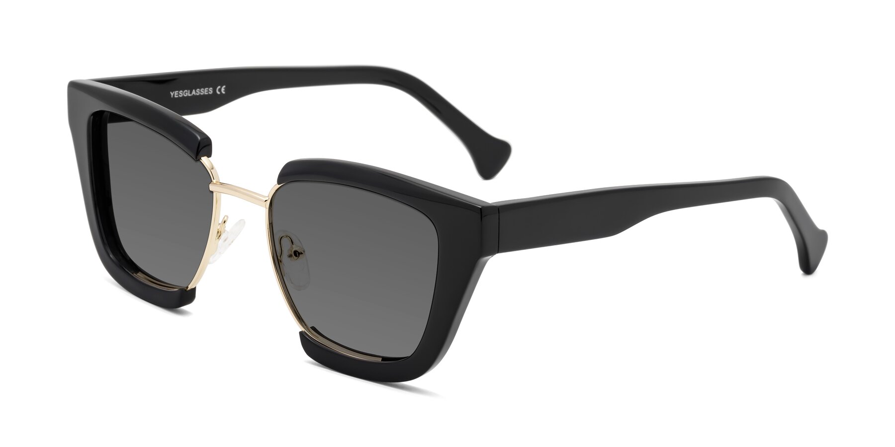 Angle of Yews in Black-Gold with Medium Gray Tinted Lenses