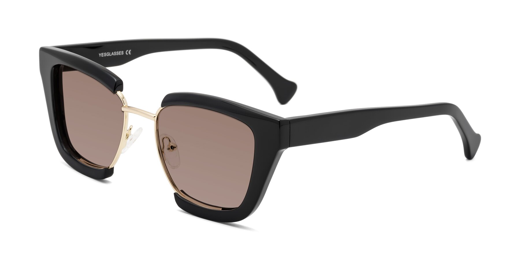 Angle of Yews in Black-Gold with Medium Brown Tinted Lenses