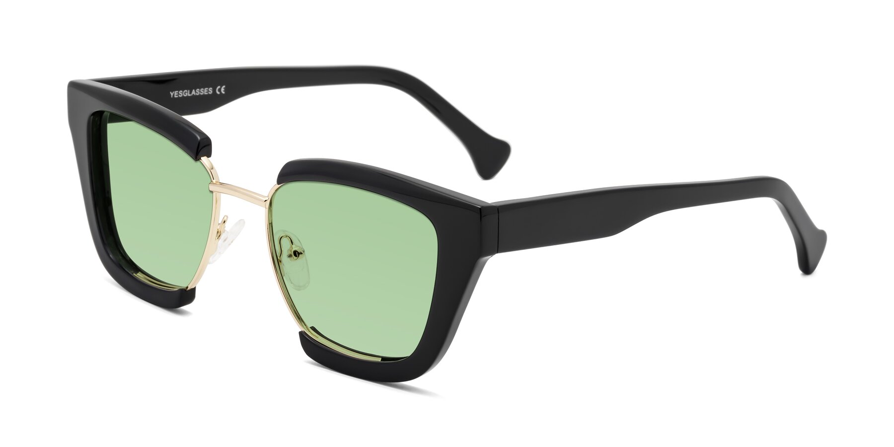 Angle of Yews in Black-Gold with Medium Green Tinted Lenses