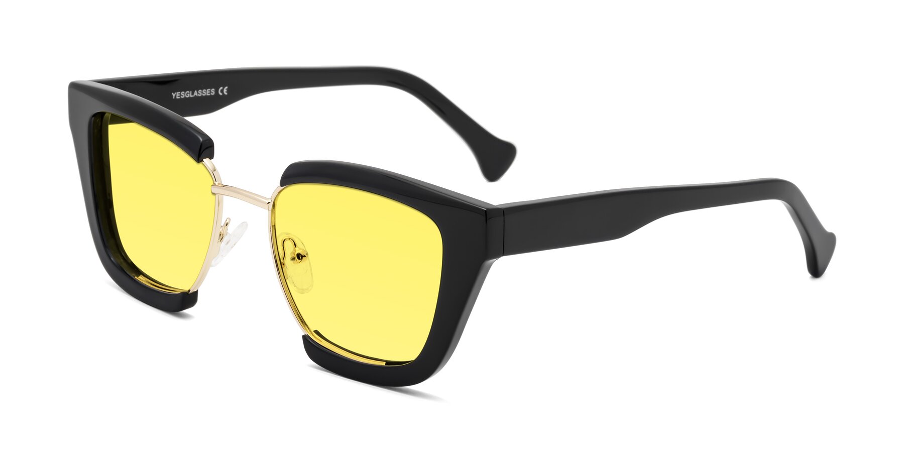 Angle of Yews in Black-Gold with Medium Yellow Tinted Lenses