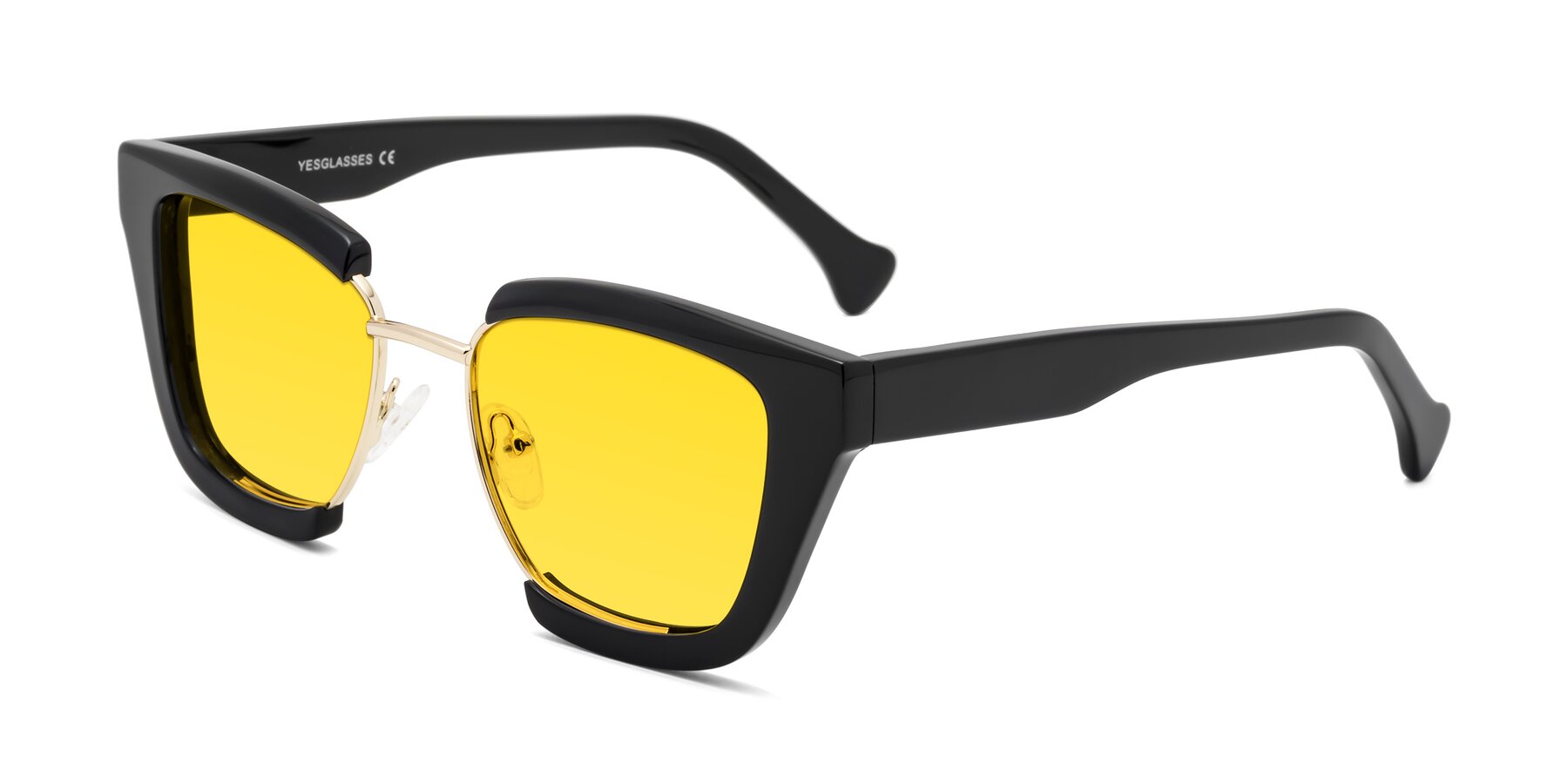 Angle of Yews in Black-Gold with Yellow Tinted Lenses