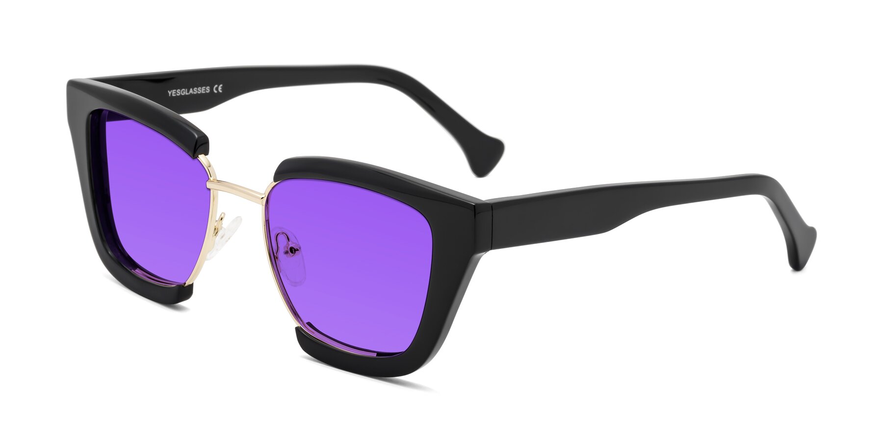 Angle of Yews in Black-Gold with Purple Tinted Lenses