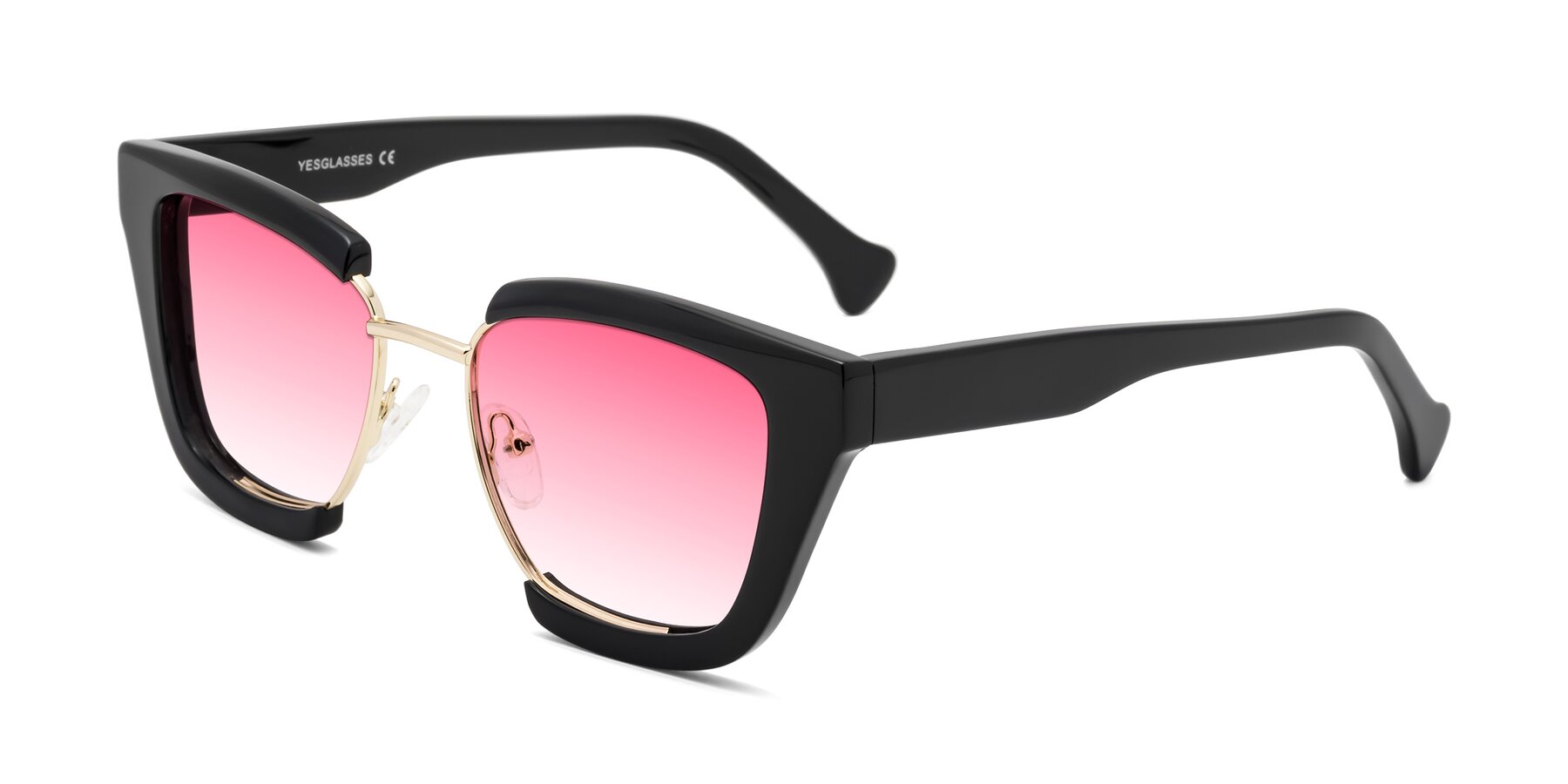 Angle of Yews in Black-Gold with Pink Gradient Lenses