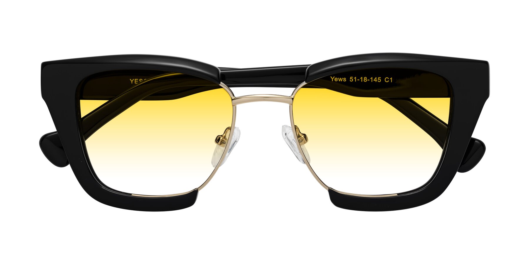 Folded Front of Yews in Black-Gold with Yellow Gradient Lenses