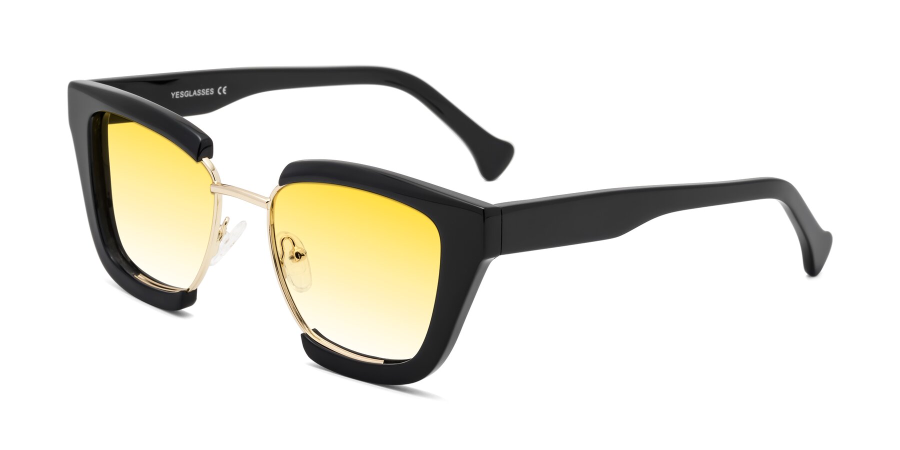 Angle of Yews in Black-Gold with Yellow Gradient Lenses