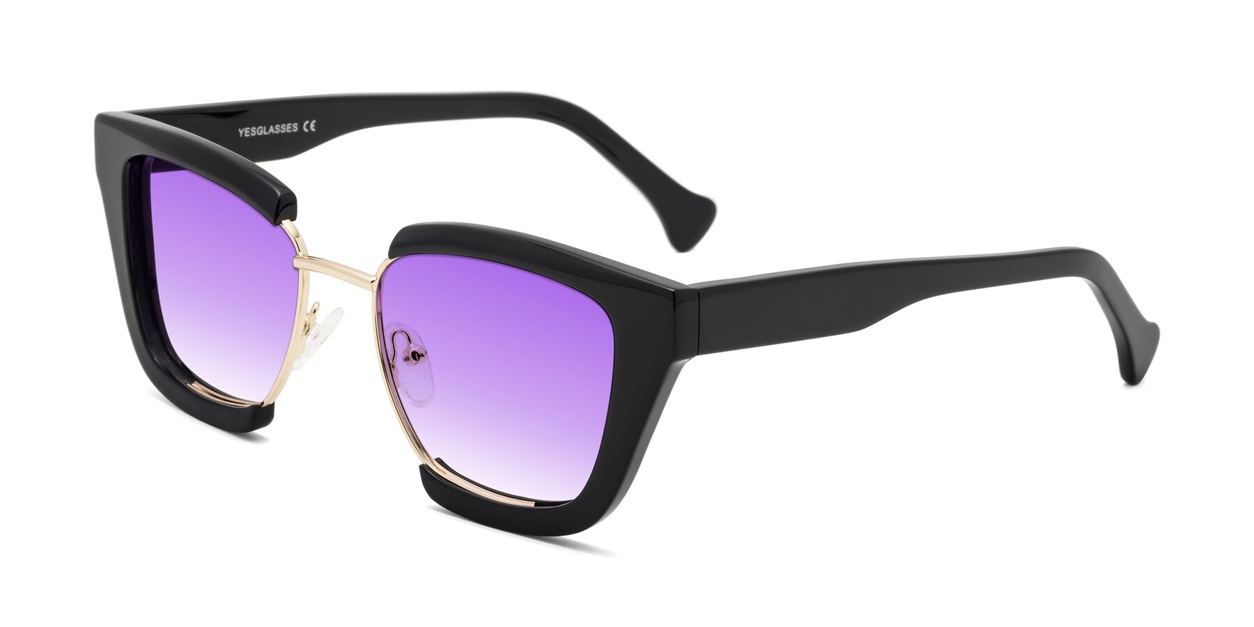 Angle of Yews in Black-Gold with Purple Gradient Lenses