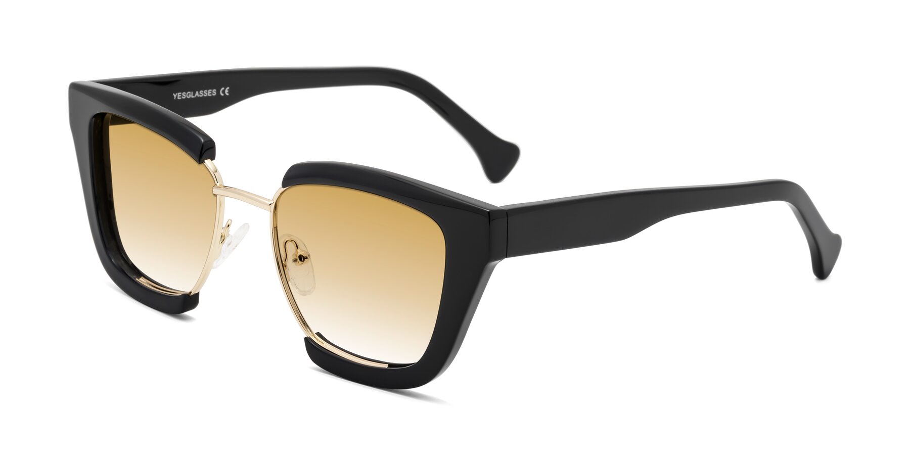 Angle of Yews in Black-Gold with Champagne Gradient Lenses