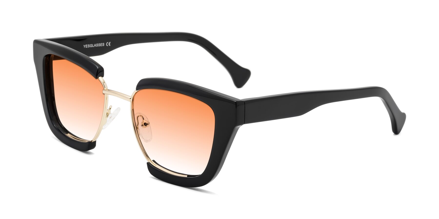 Angle of Yews in Black-Gold with Orange Gradient Lenses