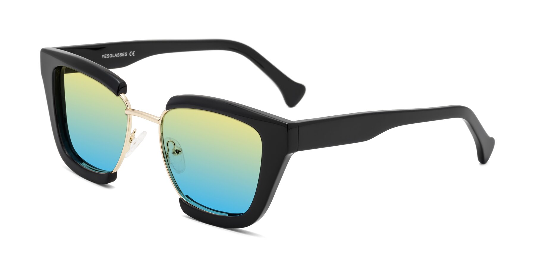 Angle of Yews in Black-Gold with Yellow / Blue Gradient Lenses