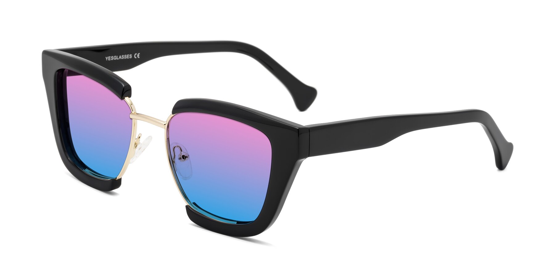 Angle of Yews in Black-Gold with Pink / Blue Gradient Lenses