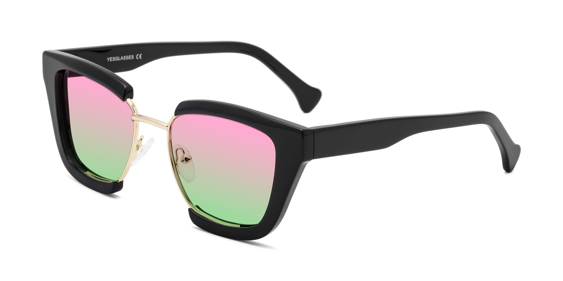 Angle of Yews in Black-Gold with Pink / Green Gradient Lenses