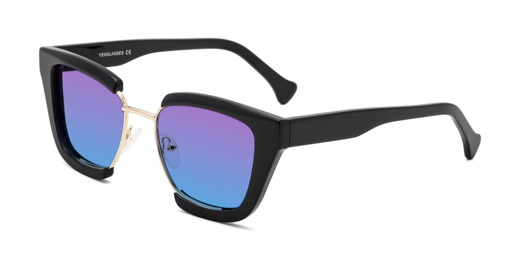 Angle of Yews in Black-Gold with Purple / Blue Gradient Lenses