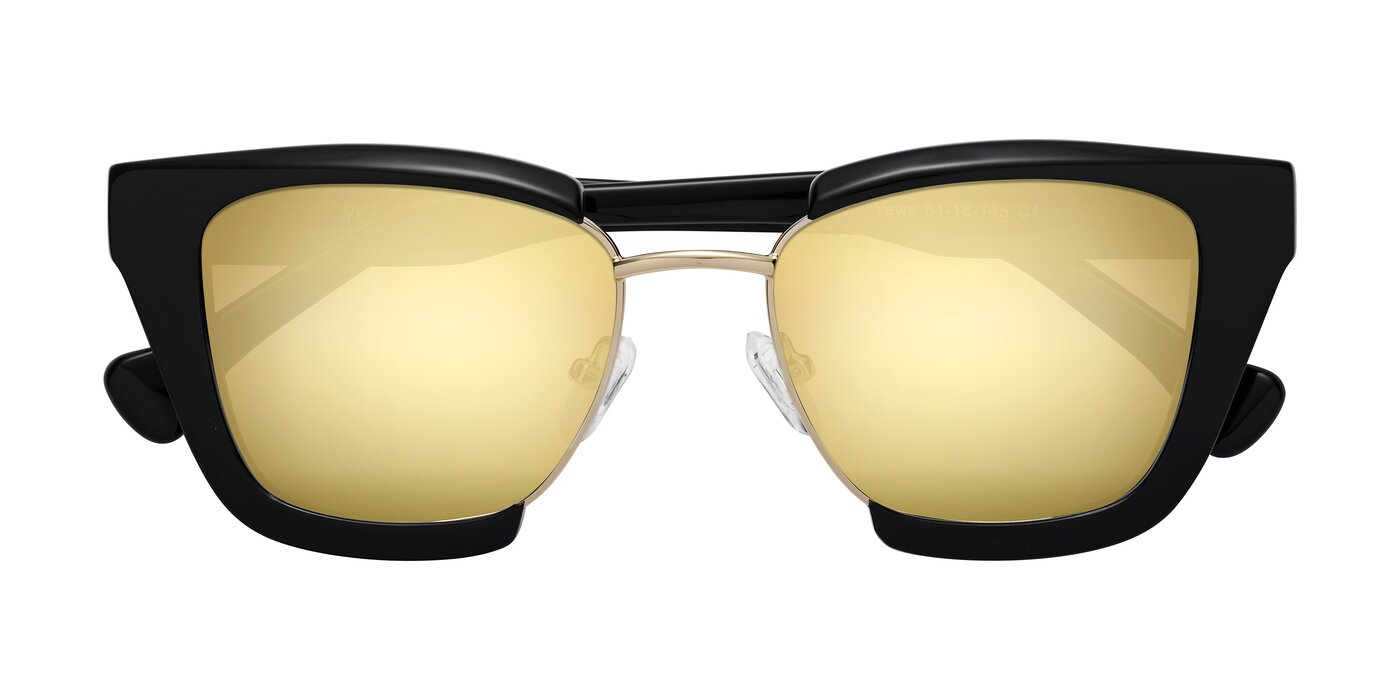 Yews - Black / Gold Flash Mirrored Sunglasses