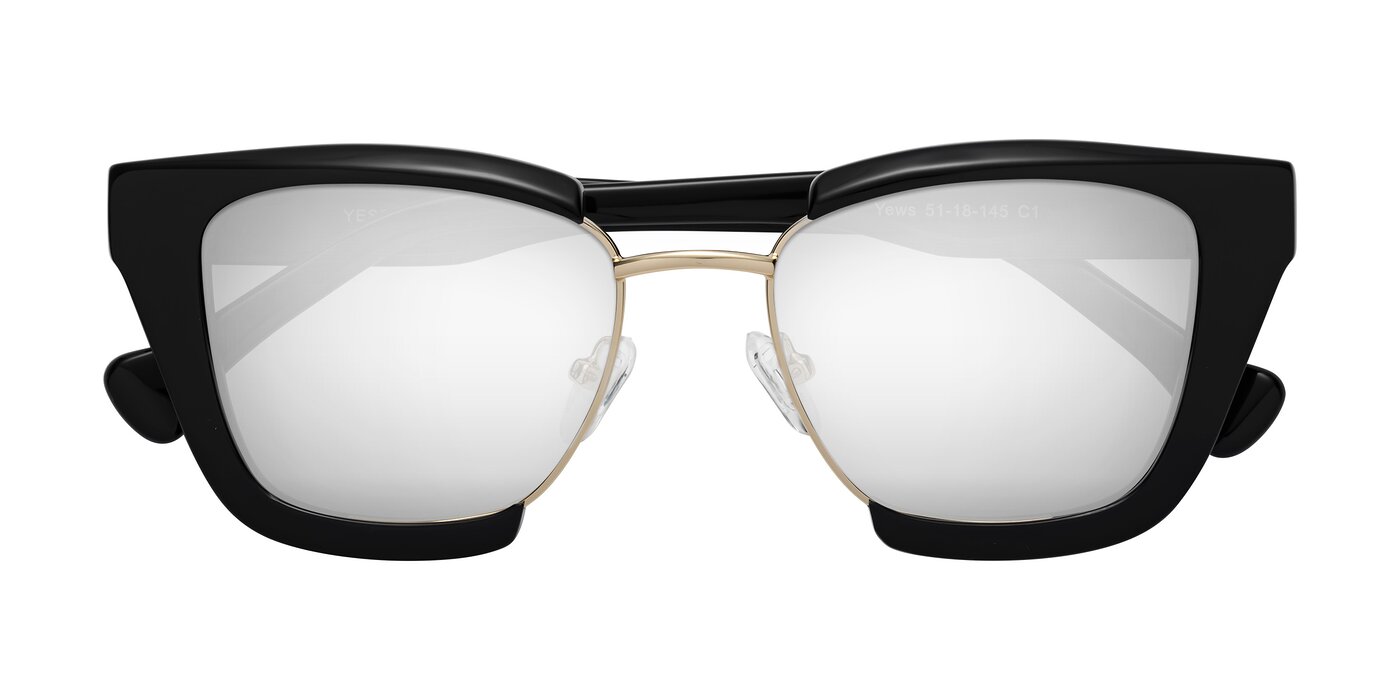 Yews - Black / Gold Flash Mirrored Sunglasses