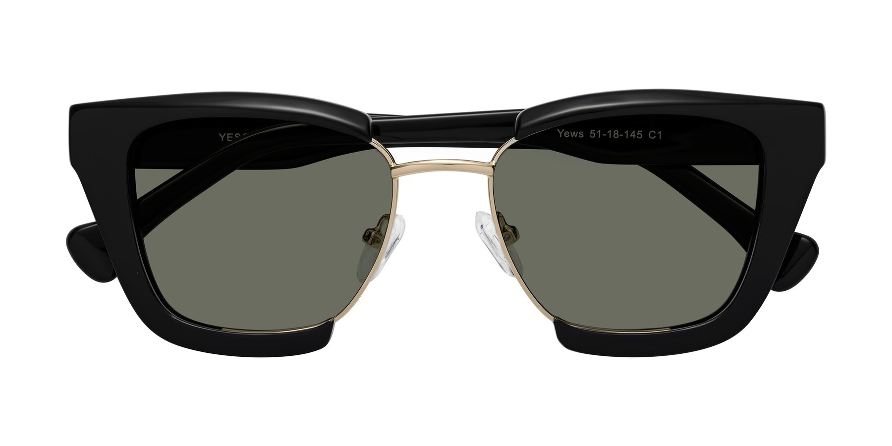 Folded Front of Yews in Black-Gold with Gray Polarized Lenses