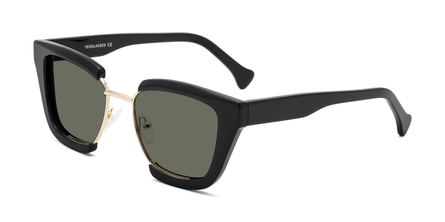 Angle of Yews in Black-Gold with Gray Polarized Lenses