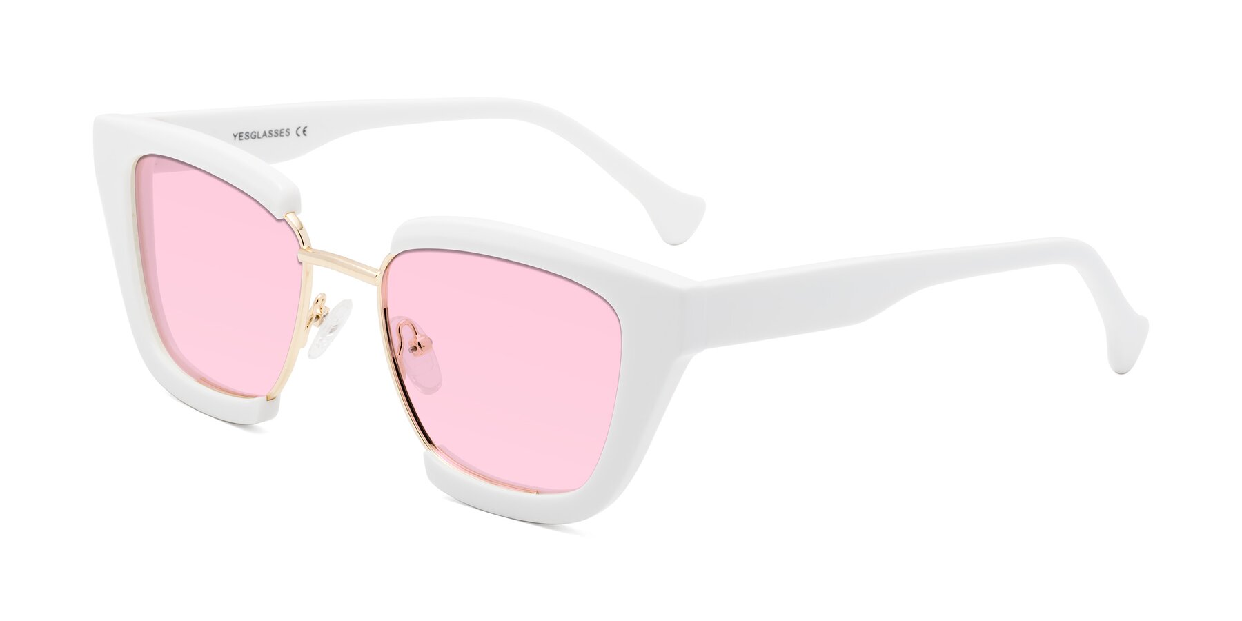 Angle of Yews in White-Gold with Light Pink Tinted Lenses