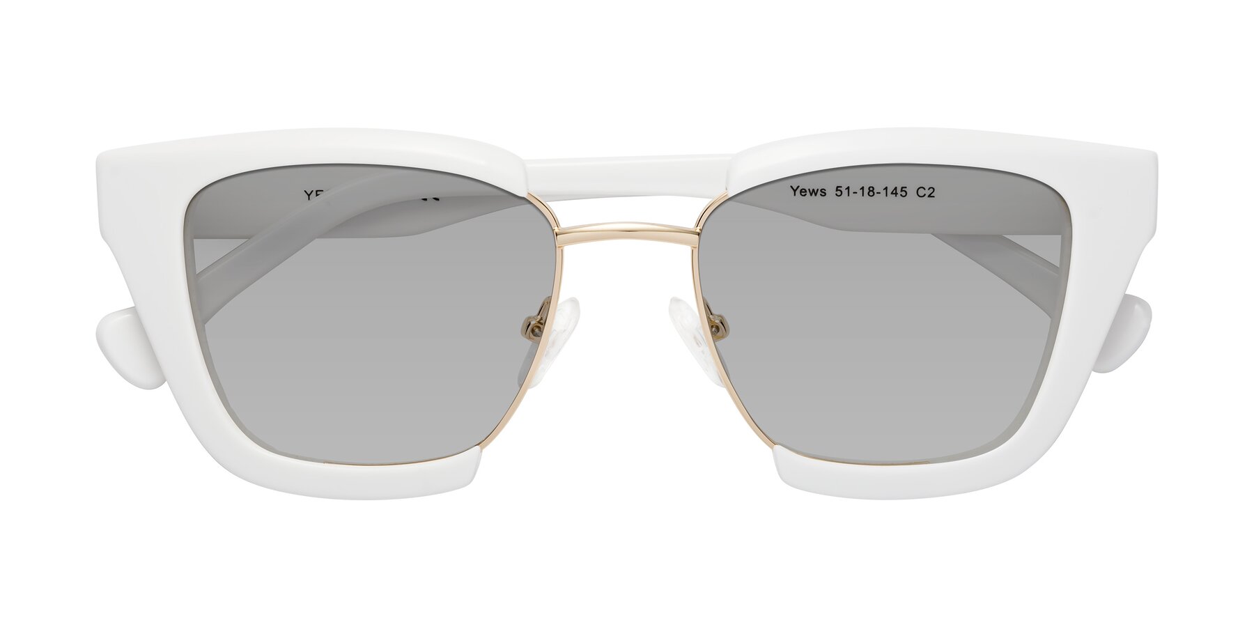 Folded Front of Yews in White-Gold with Light Gray Tinted Lenses