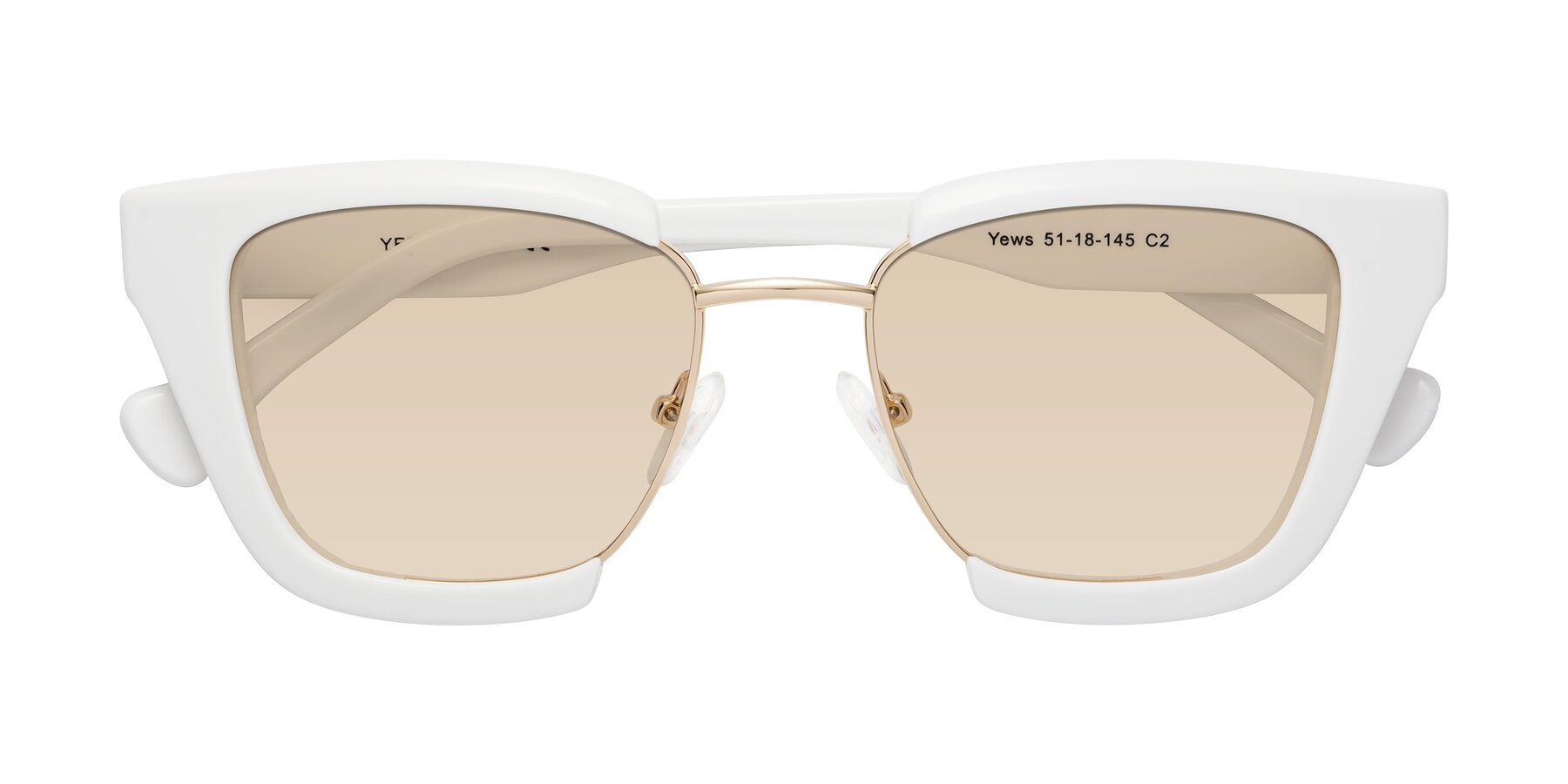 Folded Front of Yews in White-Gold with Light Brown Tinted Lenses