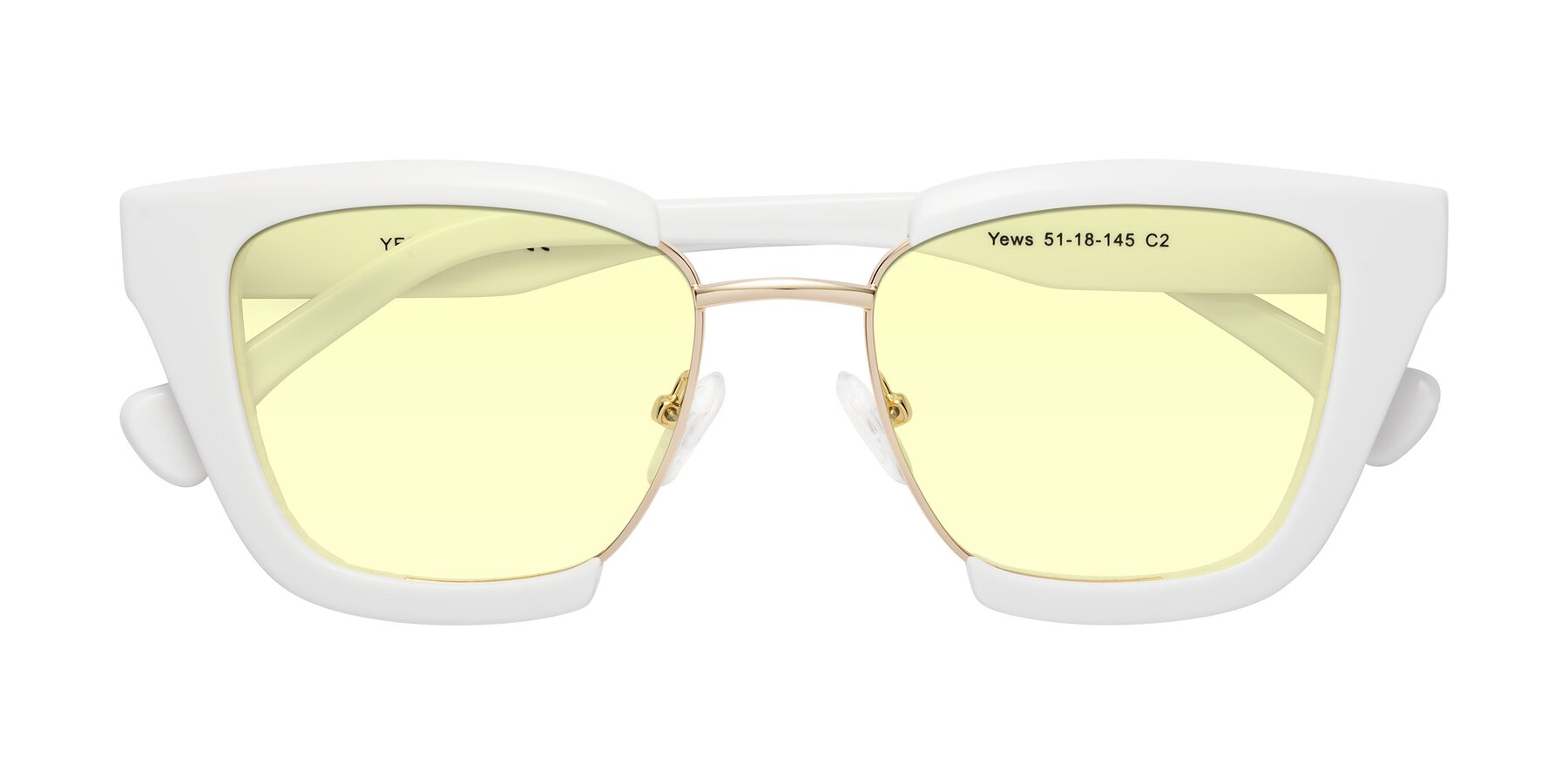 Folded Front of Yews in White-Gold with Light Yellow Tinted Lenses