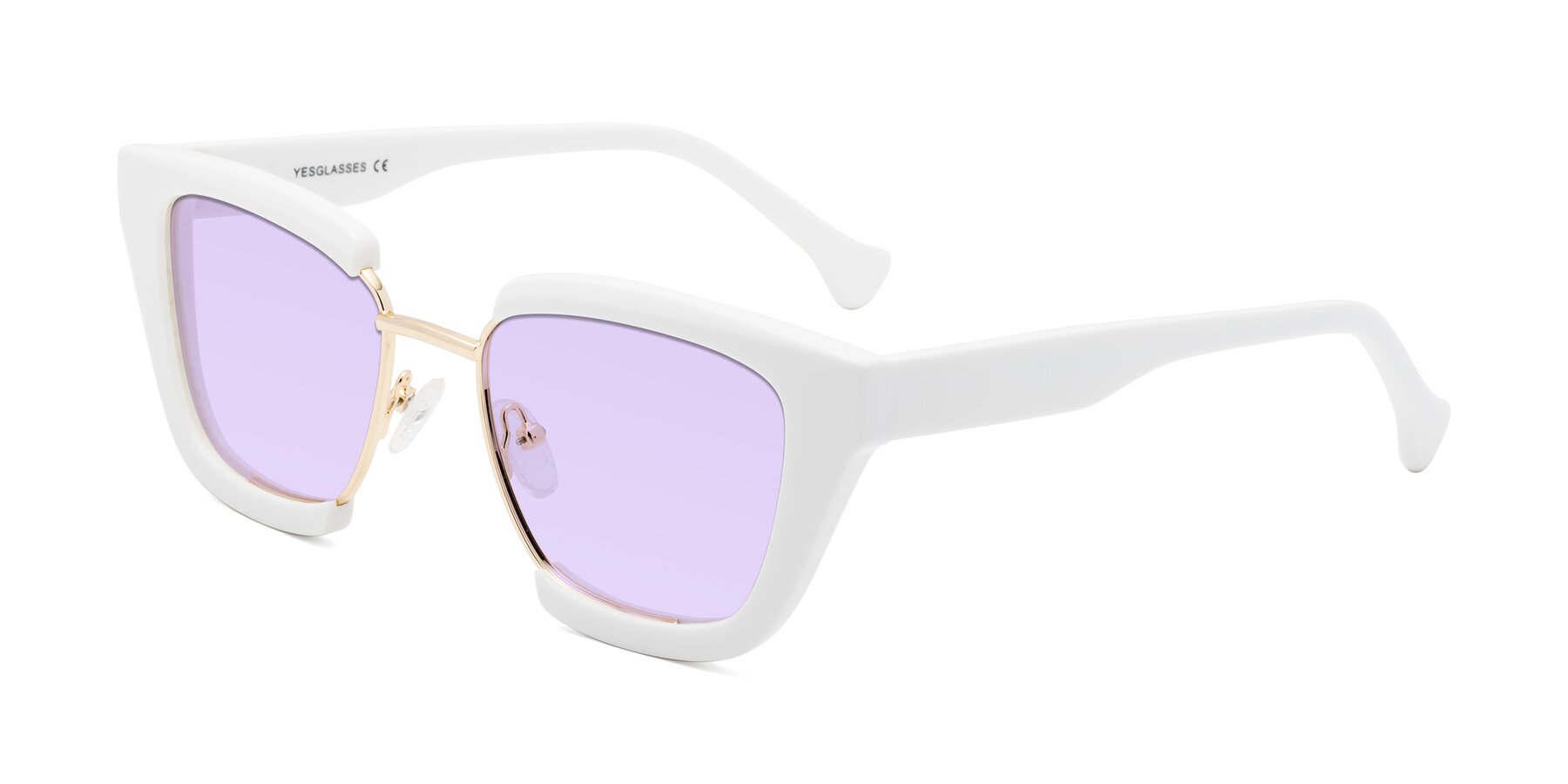 Angle of Yews in White-Gold with Light Purple Tinted Lenses