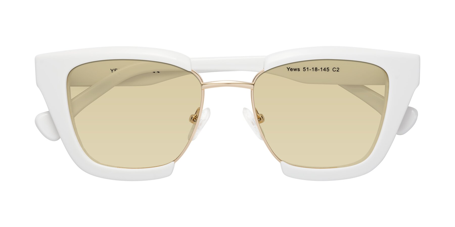 Folded Front of Yews in White-Gold with Light Champagne Tinted Lenses