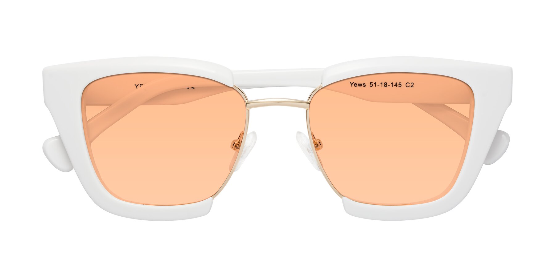 Folded Front of Yews in White-Gold with Light Orange Tinted Lenses