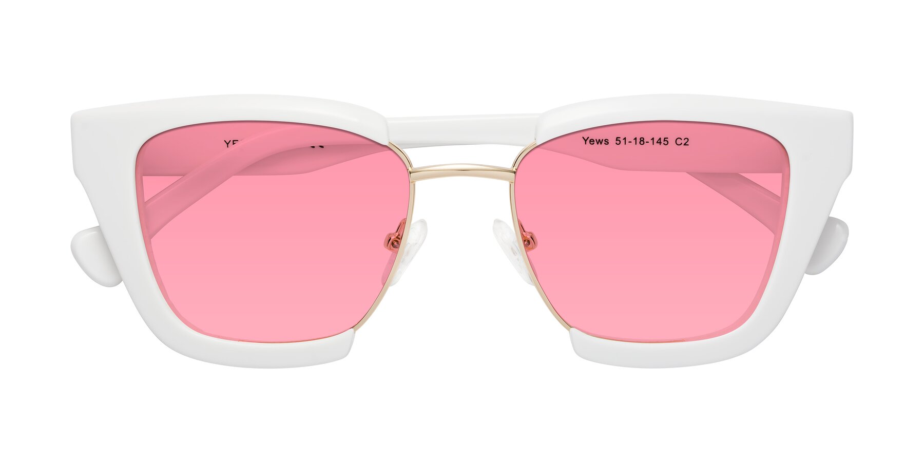 Folded Front of Yews in White-Gold with Pink Tinted Lenses