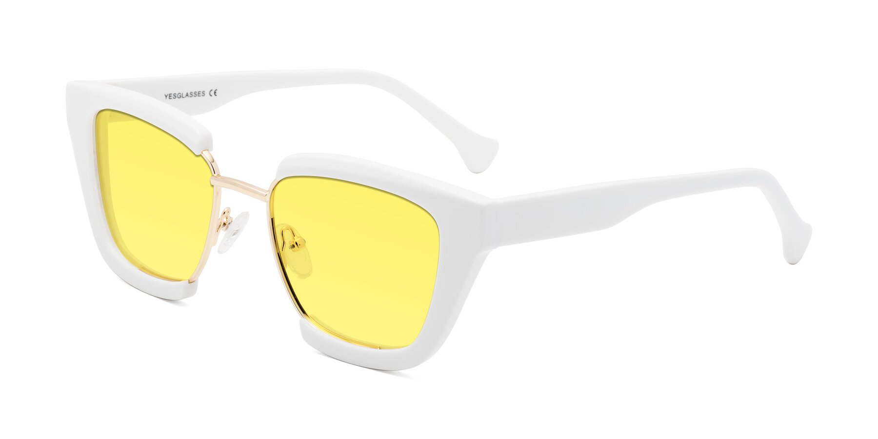 Angle of Yews in White-Gold with Medium Yellow Tinted Lenses