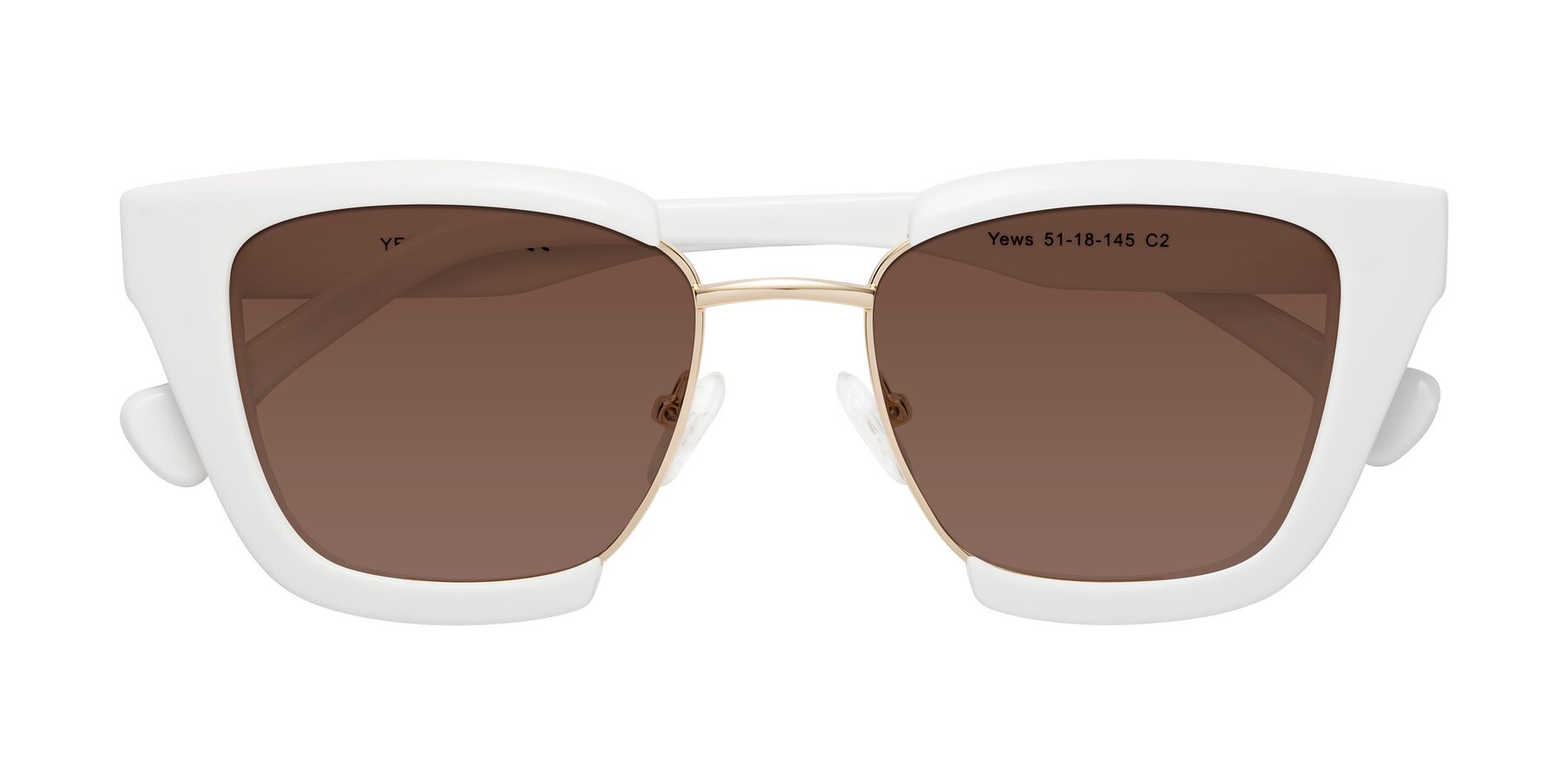 Folded Front of Yews in White-Gold with Brown Tinted Lenses