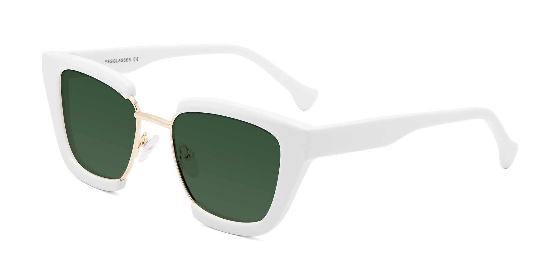 Angle of Yews in White-Gold with Green Tinted Lenses