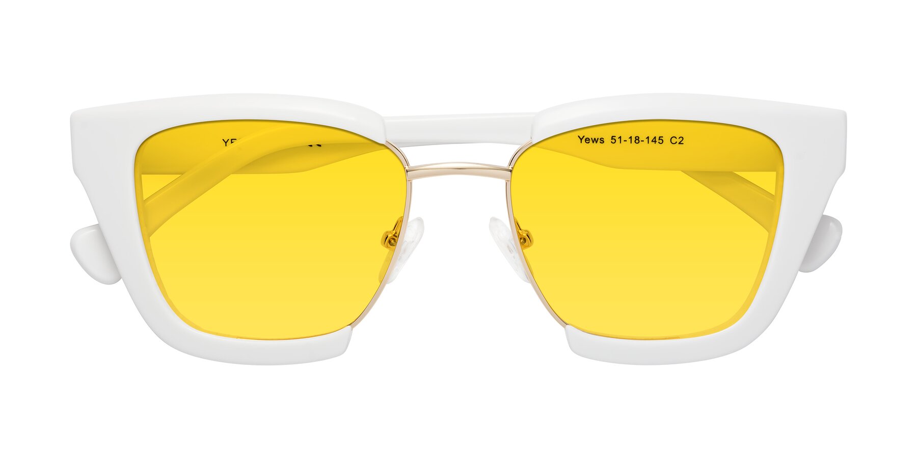 Folded Front of Yews in White-Gold with Yellow Tinted Lenses