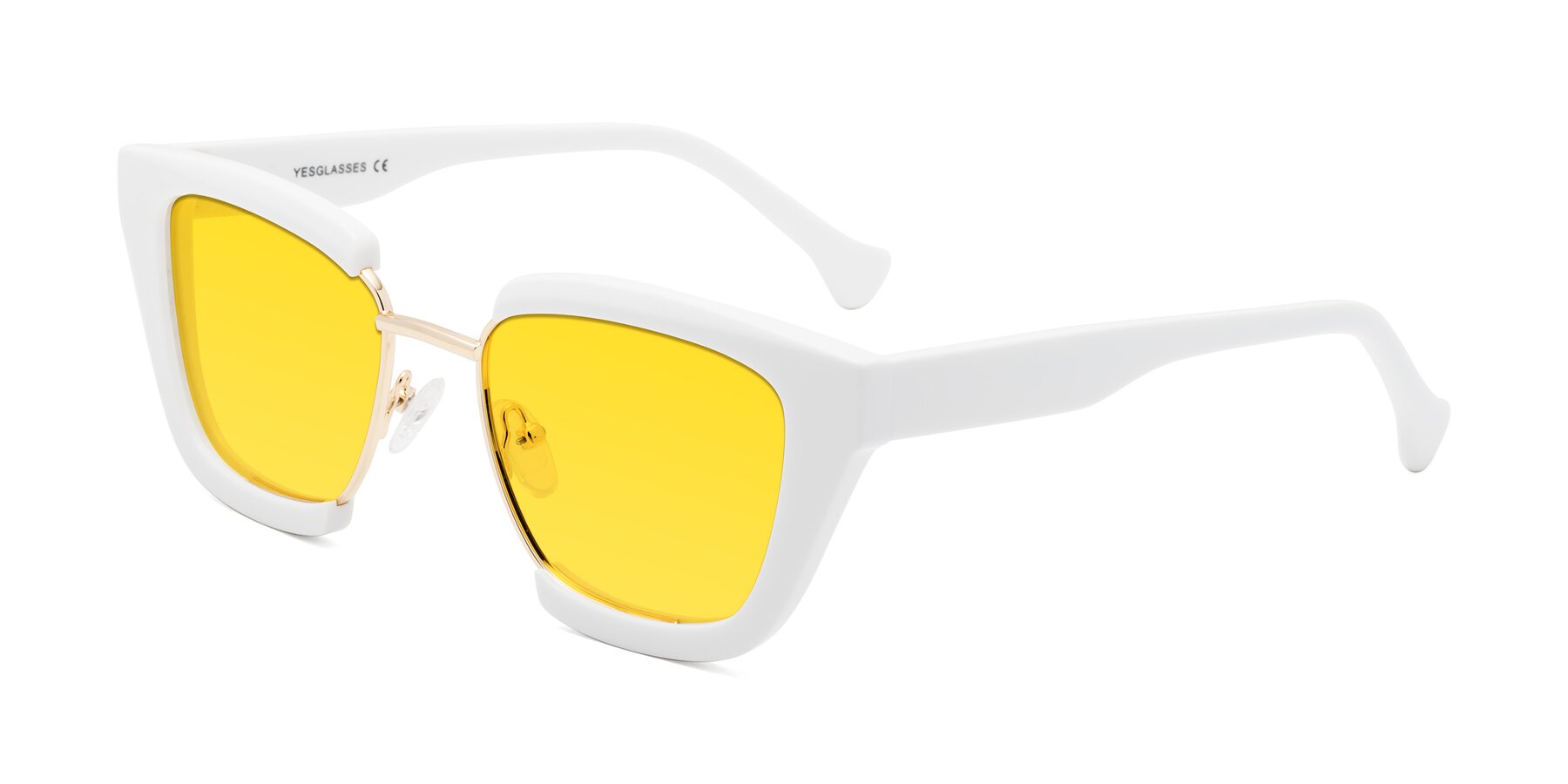 Angle of Yews in White-Gold with Yellow Tinted Lenses