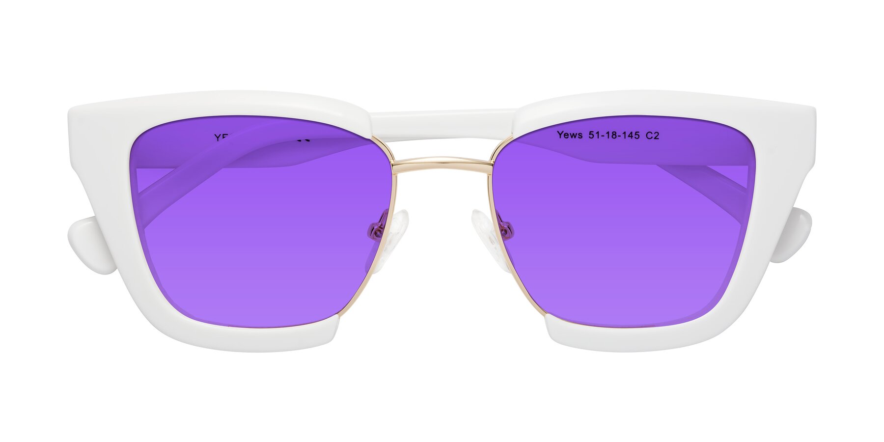 Folded Front of Yews in White-Gold with Purple Tinted Lenses