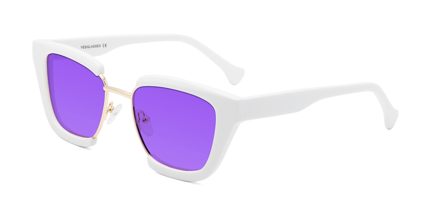 Angle of Yews in White-Gold with Purple Tinted Lenses