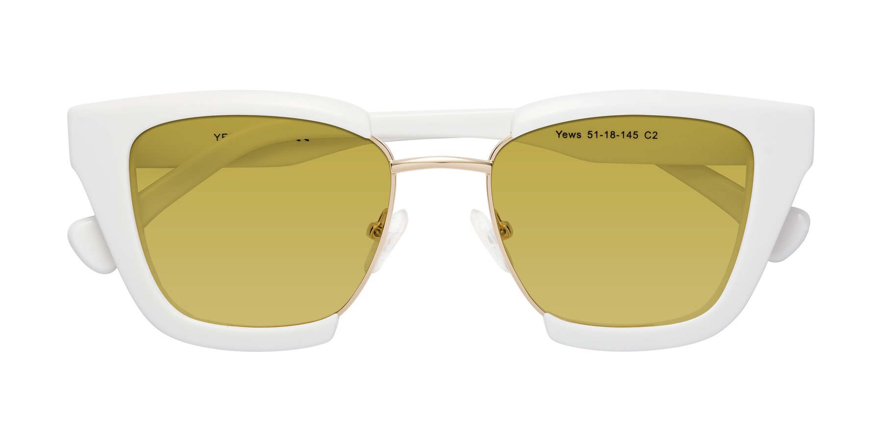 Folded Front of Yews in White-Gold with Champagne Tinted Lenses