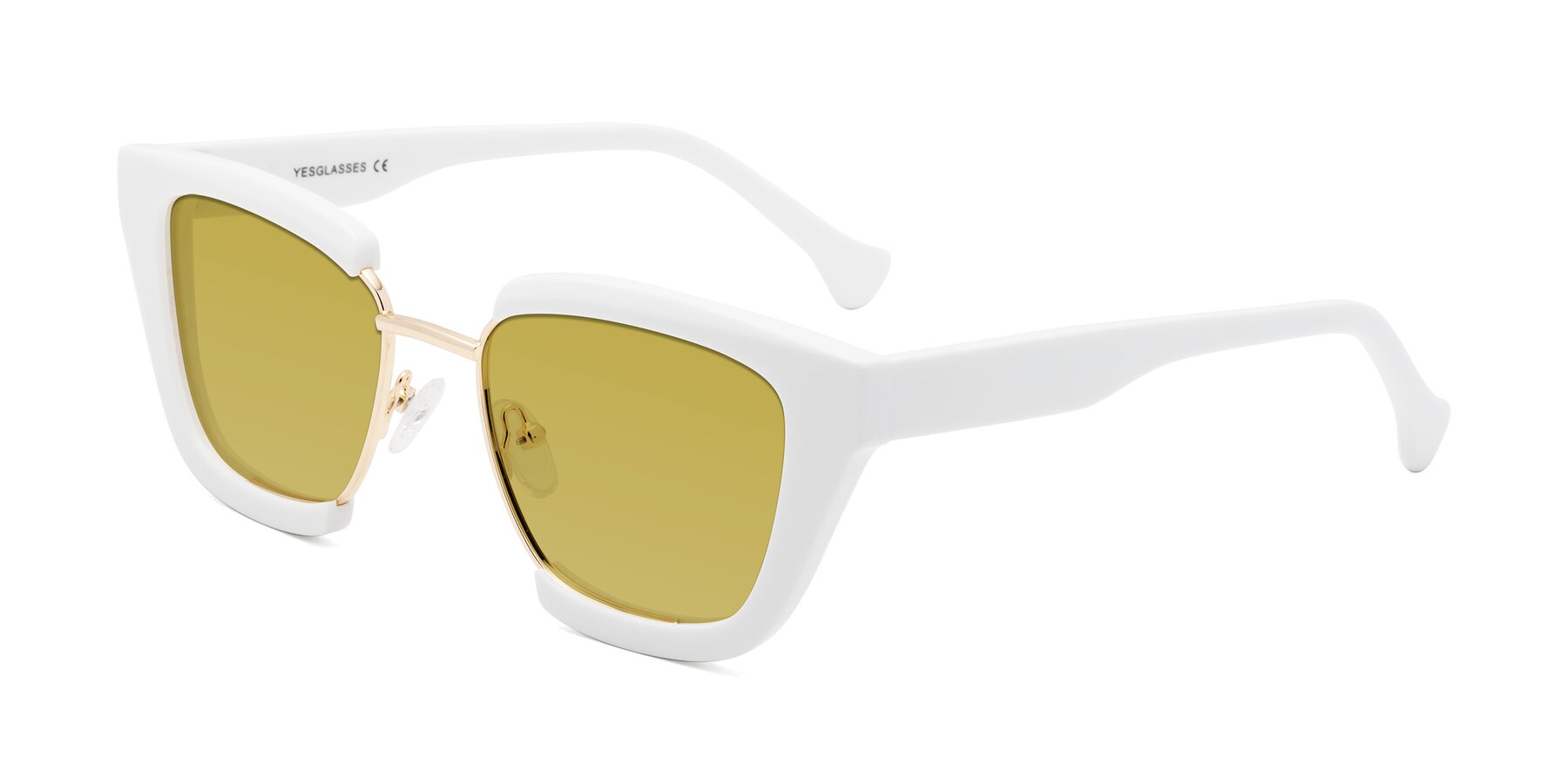 Angle of Yews in White-Gold with Champagne Tinted Lenses