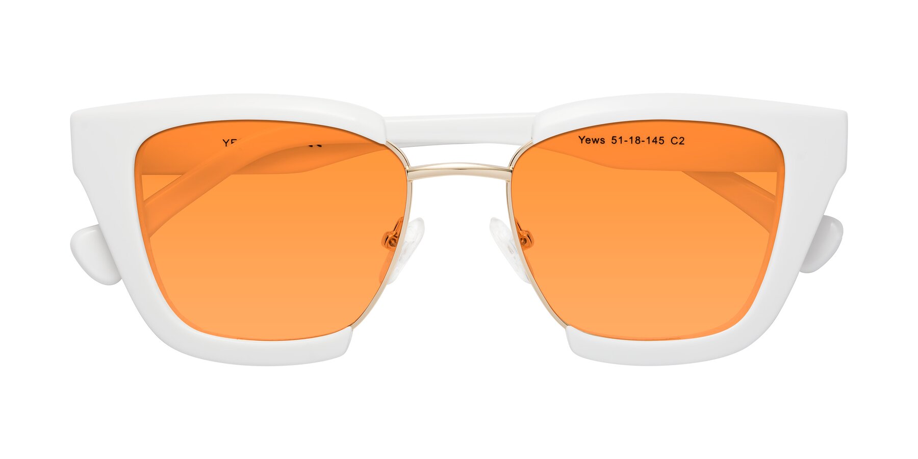 Folded Front of Yews in White-Gold with Orange Tinted Lenses