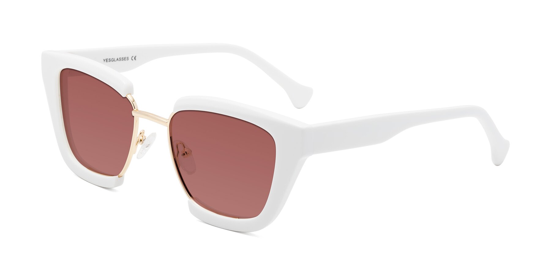 Angle of Yews in White-Gold with Garnet Tinted Lenses